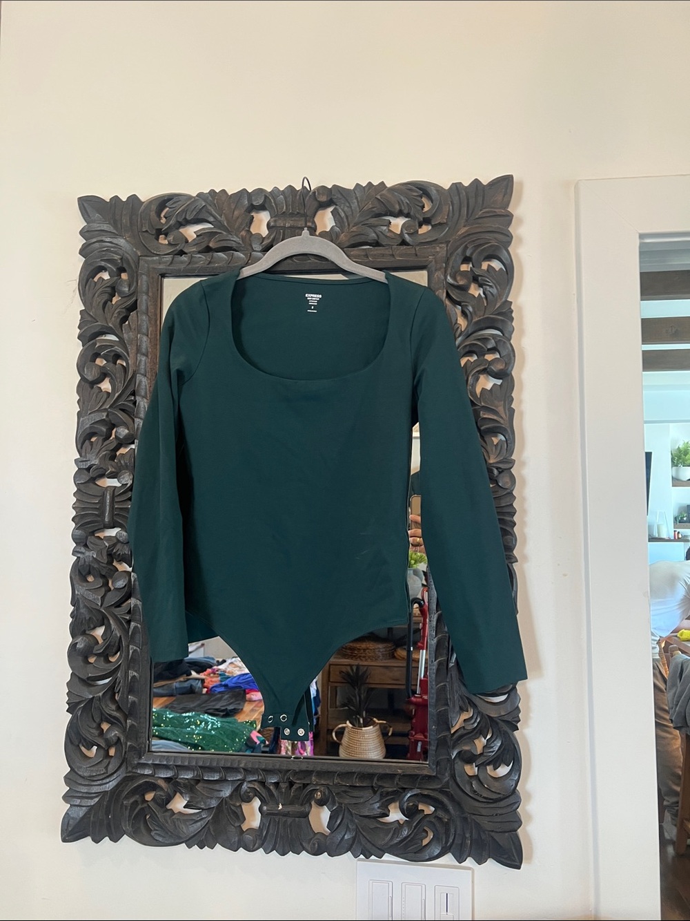 NWT Express Emerald Green Long-Sleeve Bodysuit